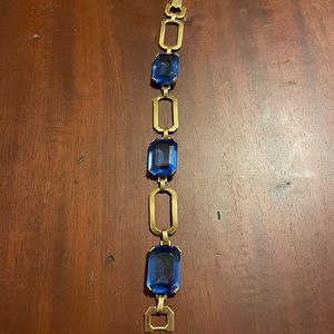 Vintage sterling bracelet with blue crystal/glass stones